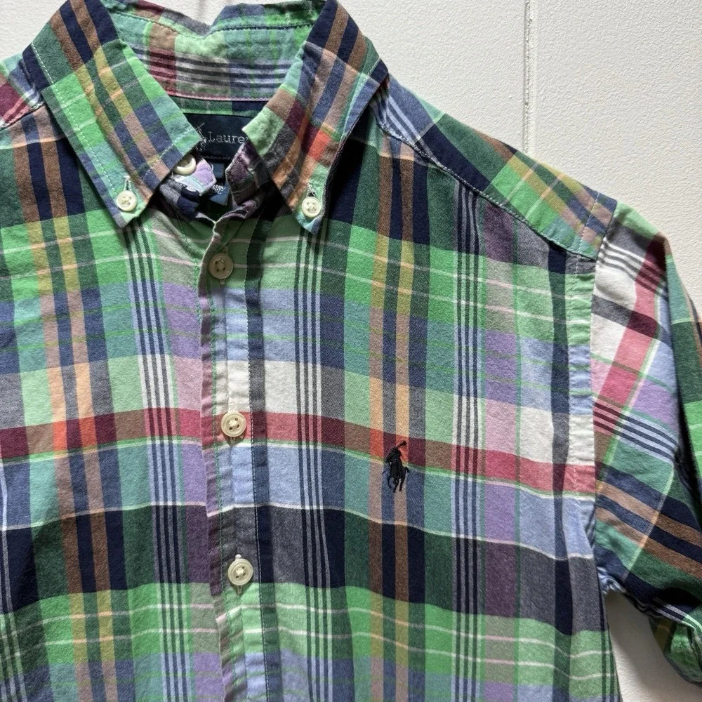 Ralph Lauren Boys‎ Size Small (8) Colorful Plaid Short Sleeve Button Down Shirt